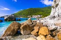 Best of Skopelos island - picturesque Neo Klima village,Greece. Royalty Free Stock Photo