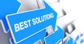Best Solutions - Text on Blue Cursor. 3D. Royalty Free Stock Photo