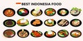 18 Best Special indonesian food Culinary collection. vector illustration vector Royalty Free Stock Photo