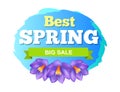 Best Spring Big Sale Advertisement Label Crocus Royalty Free Stock Photo