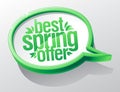 Best spring offer, sale speech bubble