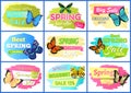 Best Spring Sale Posters Set Vector Illustration