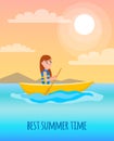 Best Summer Time Pposter Kayaking Girl Sits in Boat