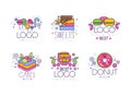 Best sweets logo design set. Tasty desserts hand drawn labels and badges hand drawn vector illustration