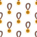 Best teacher award seamless pattern in vector. Cute repeat background for reward professors.