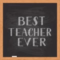 Best Teacher Ever hand written on chalkboard with wooden frame. Easy to edit vector template for Teacher s Day typography poster, Royalty Free Stock Photo