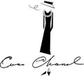 silhouette and painting and Coco Chanel black and white tones Royalty Free Stock Photo