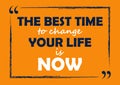 The best time to change your life is now Inspirational quote Business card