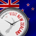 The Best Time to Visit New Zealand. Flight, Tour to New Zealand. Vector Illustration Royalty Free Stock Photo
