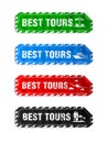 Best tours stickers set in grunge design style vector