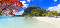 Tropical paradise in Le Morne beach,Mauritius island. Royalty Free Stock Photo