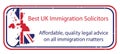 Best UK immigration solicitors. Label for print, Great Britain`s map and flag included Royalty Free Stock Photo