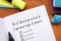 Best Undergraduate Engineering Schools sign on the sheet