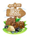 Best vacation poster, special hot offer travel advertising design.