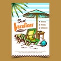 Best Vacations On Beach Advertising Poster Vector