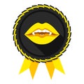 Best vampire award badge yellow woman lips