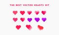 Best vector red hearts set 2020 love. Heart shape vector. Love illustration. design for Valentine`s day card background. Web icon, Royalty Free Stock Photo