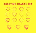 Best vector red hearts set 2020 love. Heart shape vector. Love illustration. design for Valentine`s day card background. Web icon, Royalty Free Stock Photo