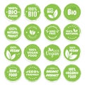 Best vector Set bio, vegan, ecology, organic logos and badges, label, tag. Vector illustration design Royalty Free Stock Photo