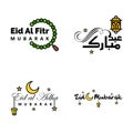 4 Best Vectors Happy Eid in Arabic Calligraphy Style Especially For Eid Celebrations and Greeting People Royalty Free Stock Photo