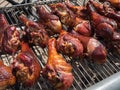 Turkey drumsticks on the barbecue