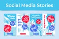 Best winter sales deals social media stories vertical landing page set vector illustration