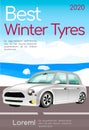 Best winter tyres poster flat vector template
