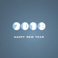 Simple White and Blue New Year Card, Cover or Background Design Template - 2018 Royalty Free Stock Photo