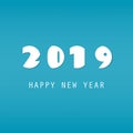 Simple Blue and White New Year Card, Cover or Background Design Template - 2019 Royalty Free Stock Photo