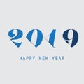 Simple Grey and Blue New Year Card, Cover or Background Design Template - 2019 Royalty Free Stock Photo