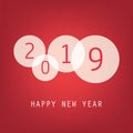 Best Wishes - Simple Red and White New Year Card, Cover or Background Design Template with Numerals - 2019 Royalty Free Stock Photo