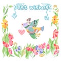 Best wishes Greetings with doodle design