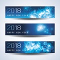 Set of Horizontal Christmas, New Year Banners - 2018 Royalty Free Stock Photo