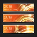 Set of Colorful Abstract Horizontal New Year Headers or Banners for Year 2018