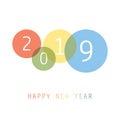 Best Wishes - Simple Colorful New Year Card, Cover or Background Design Template with Numerals - 2019 Royalty Free Stock Photo