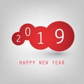 Best Wishes - Simple Red and Grey New Year Card, Cover or Background Design Template with Numerals - 2019 Royalty Free Stock Photo