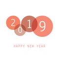 Best Wishes - Simple Red and White New Year Card, Cover or Background Design Template with Numerals - 2019 Royalty Free Stock Photo