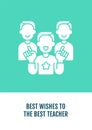 Best wishes to amazing teacher greeting card with glyph icon element