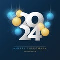 Best Wishes - White, Golden and Blue Merry Christmas and Happy New Year Greeting Card with Christmas Balls, Creative Design Royalty Free Stock Photo