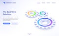 The best work solutions isometric landing page Royalty Free Stock Photo