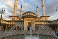 Bestepe, Ankara, Turkey - July 21 2016: The national mosque in the presidential palace in Ankara. People who come to worship and v