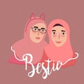 Bestie best friend two girl islam wearing scarf veil