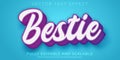 Bestie text effect, 3d purple editable text style Royalty Free Stock Photo