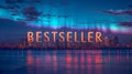 Bestseller Neon Sign Illuminating City Skyline Under Northern Lights