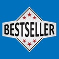 Bestseller paper web lable badge isolated on blue