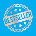 Bestseller rubber stamp award vector silver on a blue background. Royalty Free Stock Photo