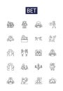 Bet line vector icons and signs. Risk, Wager, Ante, Stake, Lay, Punt, Play, Ford outline vector illustration set