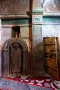 Bet-Mikael rock-hewn church, Interior of Orthodox monolith rock-cut church. Lalibela, Ethiopia