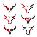 Bet simple Bull head vector logo set concept