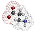 Beta-alanine molecule. Naturally occurring beta amino acid. Precursor of carnosine. Athletes often use beta-alanine supplements.